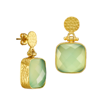 Ohrring aus Messing vergoldet, Aquachalcedon